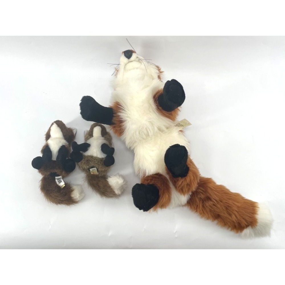 Folkmanis Red Fox Plush Full Hand Puppet & 2 Mini Fox Finger Puppets Family Lot - Picture 6 of 7